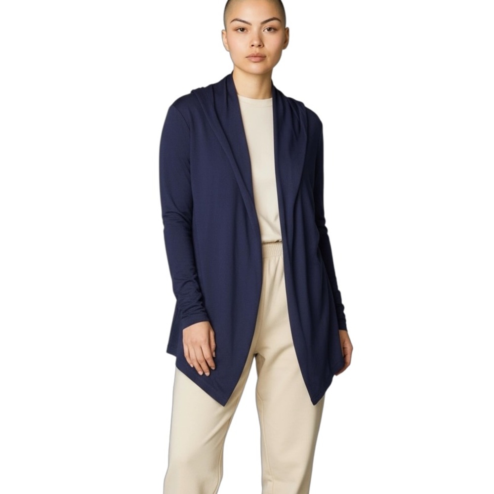 Women's Free To Live Navy Thin Buttonless Cardigan Size Medium